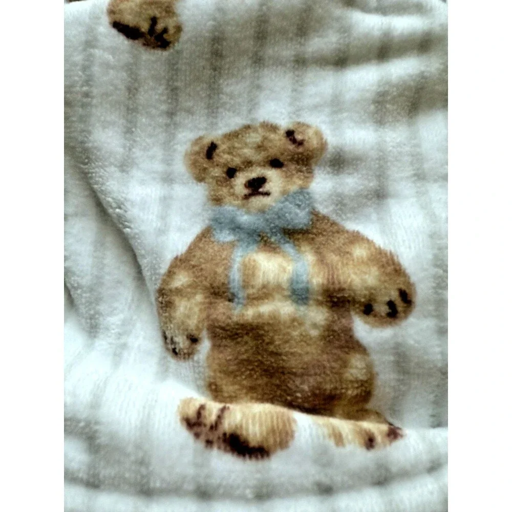 Deborah Connolly Teddy Bear Hand Towels Set of 2 Striped Soft Plush Bath Baby